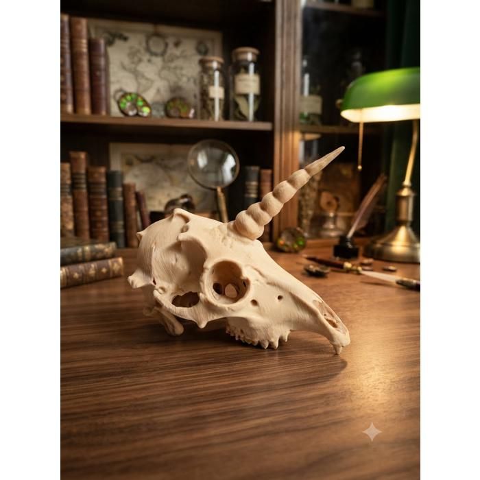 Crâne de Licorne Gothique Décoratif 13 x 11 cm Squelette Fantasy PLA