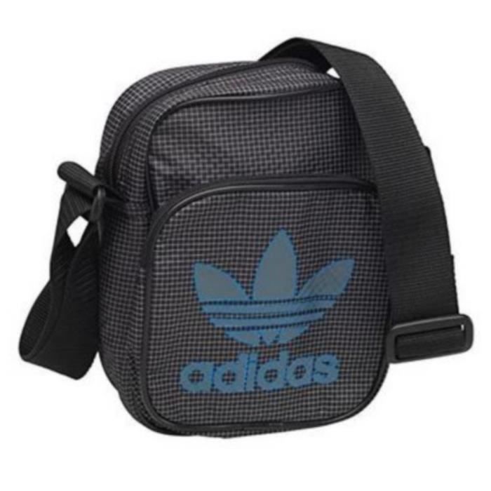 Sacoche Homme Adidas Originals Small Item Noir Logo Bleu noir Cdiscount Bagagerie Maroquinerie