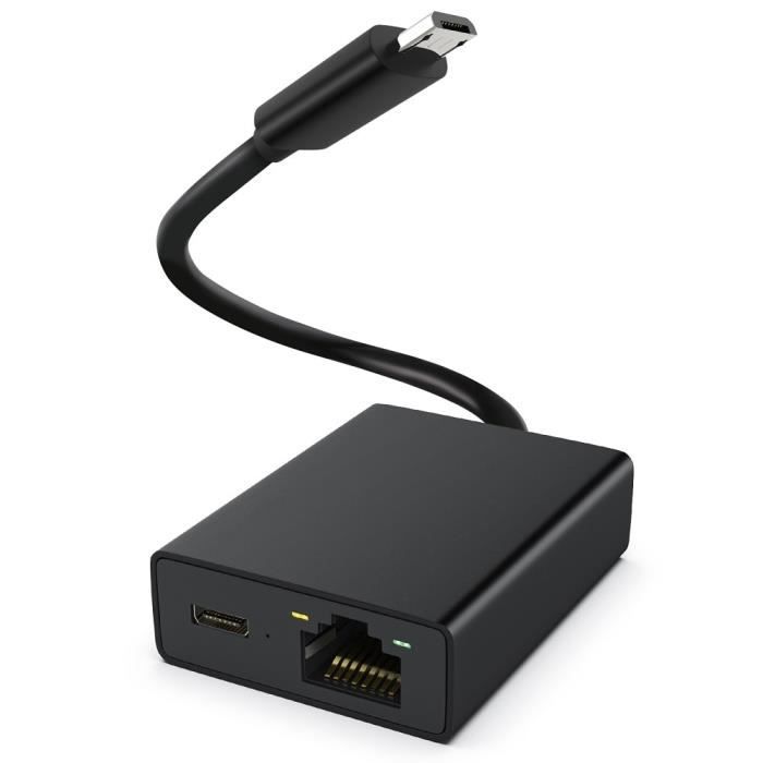 Le noir - interrupteur Ethernet Fire TV Stick 4k, adaptateur Micro