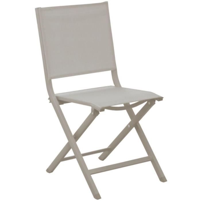 chaise jardin pliante en aluminium thema crème