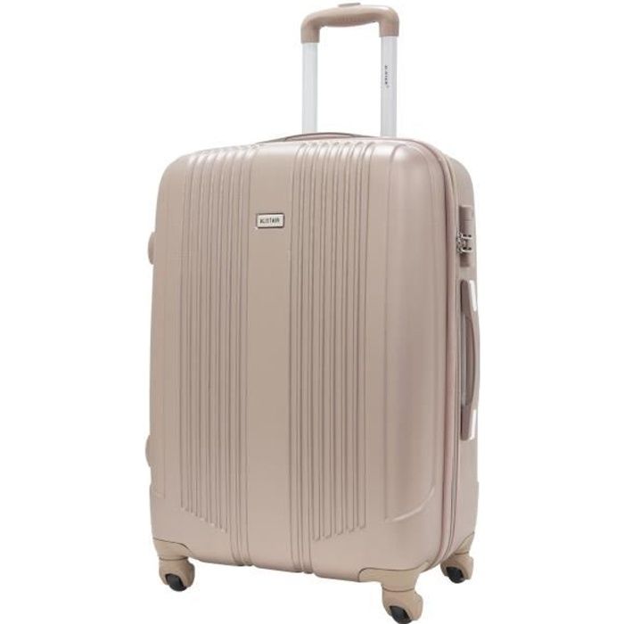 valise taille moyenne 65cm - alistair airo - abs ultra légère et résistante - 4 roues - marque française - beige