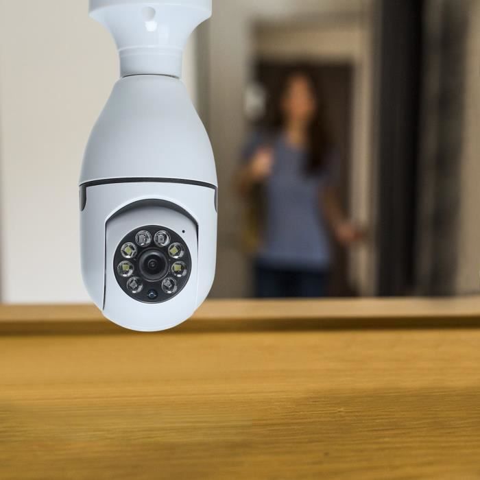 Caméra De Surveillance Wifi Caméra Ampoule E27, Système De Caméra De Sécurité 1080P, Caméras De Surveillance À Domicile Blanc