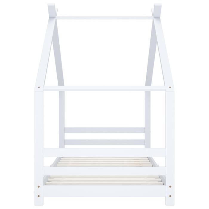 Lit Enfant 90x200 Cm En Bois Massif Blanc Avec Sommier – Homestyle4u, Style Campagne