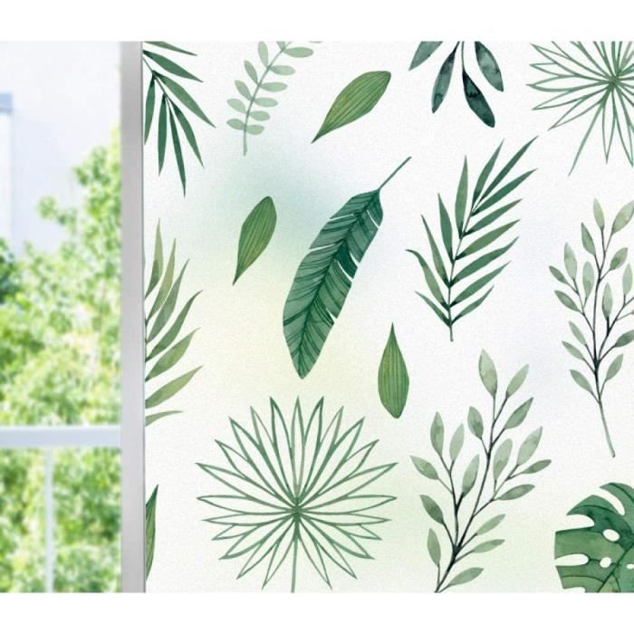 Carrelage Adhesif Mural Cuisine Autocollant Réfrigérateur Motif Plantes Vert Et Blanc - Vinyle Sans Bulles 60x185 Cm - Décoration Facile Et Résistante Autocollant Facile Poser