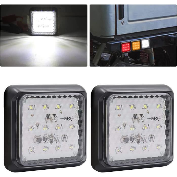 YnGia Lot De 2 Feux Arrière Remorque LED 20 LEDs - Rond Hamburger Rouge/Blanc