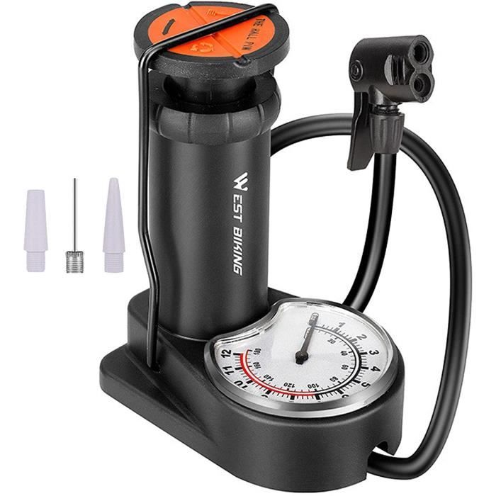 Mini Pompe à Air Manuelle Pour Vélo - Compatible Valves Presta Et Schrader, Avec Manomètre