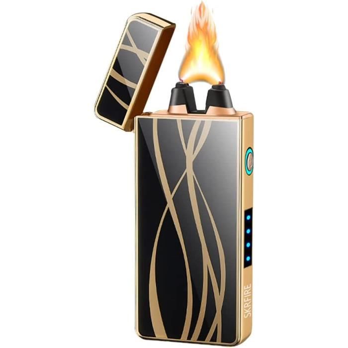 Briquet Électrique Plasma USB Rechargeable - Sans Flamme, Coupe-Vent - Triple Sécurité - Noir