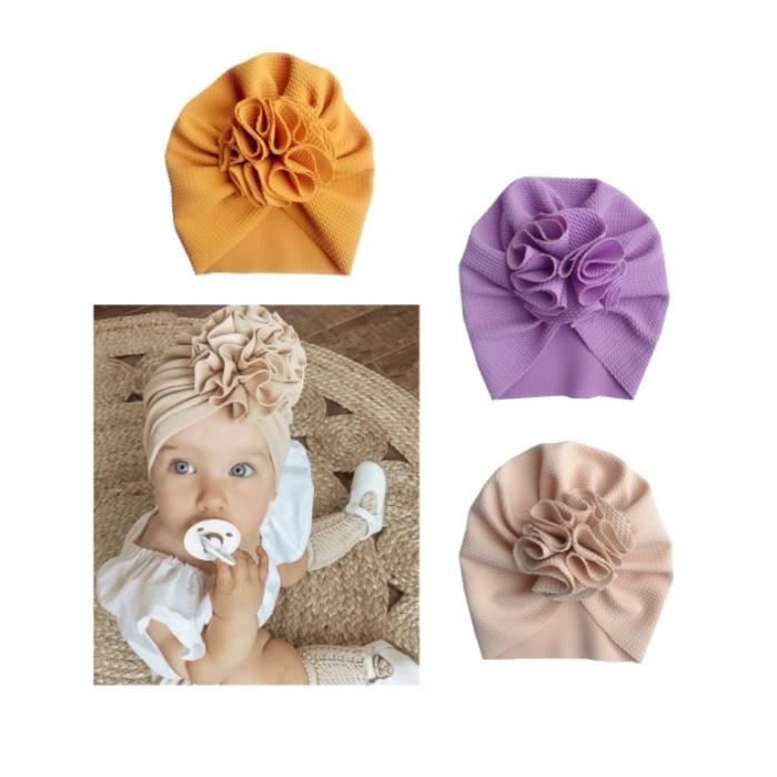 Bandeaux En Nylon Pour Bébé Fille - Turban Souple à Fleurs, Taille 38-50 Cm, Idéal 0-3 Ans