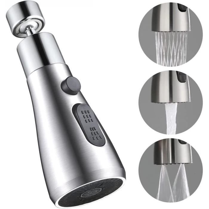 Douchette Evier Cuisine Robinet 360 Degres, 3 Modes Embout Robinet Cuisine avec Aerateur, Mitigeur Evier Cuisine Tete de Robinet Rotative, Adaptateur Robinet Universal Orientable (Black Douchette Evier Cuisine Robinet 360 Degres, 3 Modes Embout Robinet Cuisine avec Aerateur, Mitigeur Evier Cuisine Tete de Robinet Rotative, Adaptateur Robinet Universal Orientable (Black