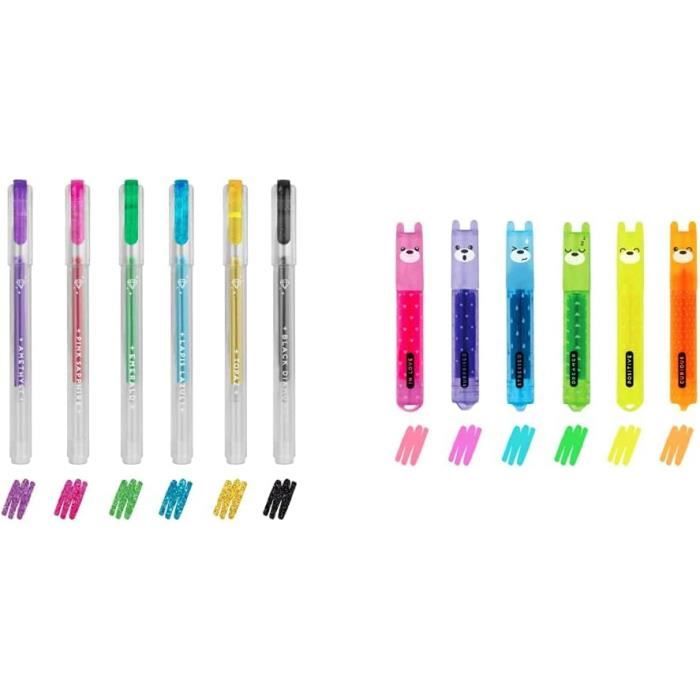 BSNRDX - Lot De Stylos Gel Effaçables | Pointe 0,7 Mm | Gomme Intégrée Sur Le Dessus | Design Mignon Avec Animaux | Idéal école, Bureau, Cadeau - 8