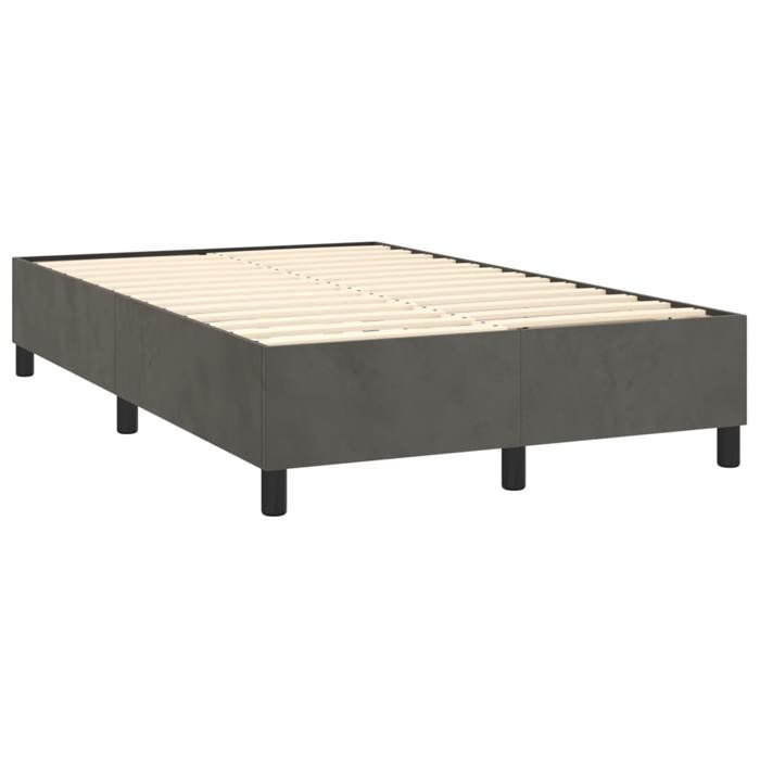 Sommier a lattes sur pieds cadre de lit 120x200 cm tissu velours gris fonce TDL0207142