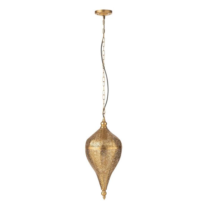 Lampe Suspension en Métal Goutte 53cm Or