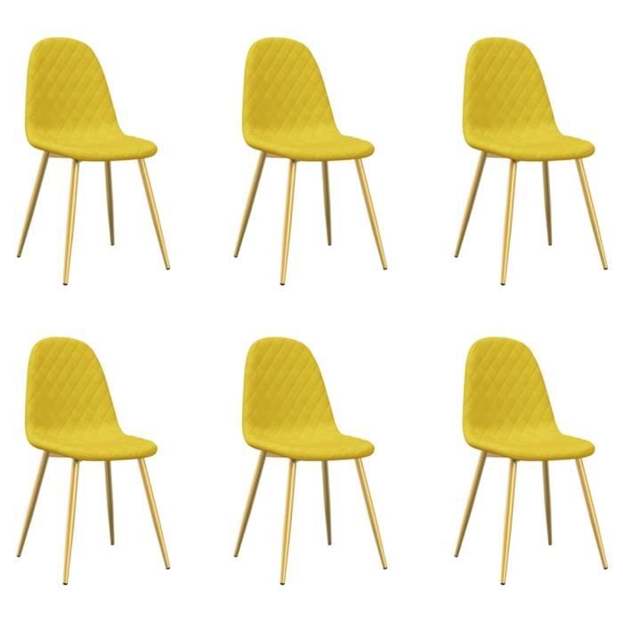 Chaises à manger Jaune - Lot de 6 - Velours - Contemporain - Design