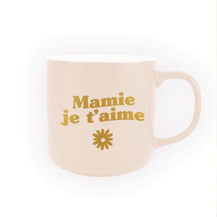 MUG CÉRAMIQUE MAMIE JE TAIME MAT  Beige Ivoire Crème Écru Naturel Taupe