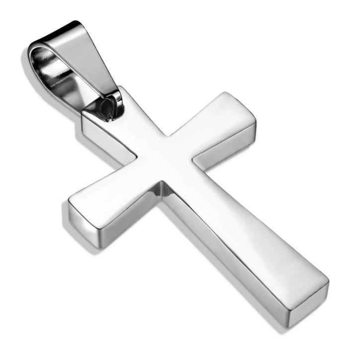 Pendentif - Acier Inoxydable - Croix Latine - Personnalisable - Mixte - Argenté