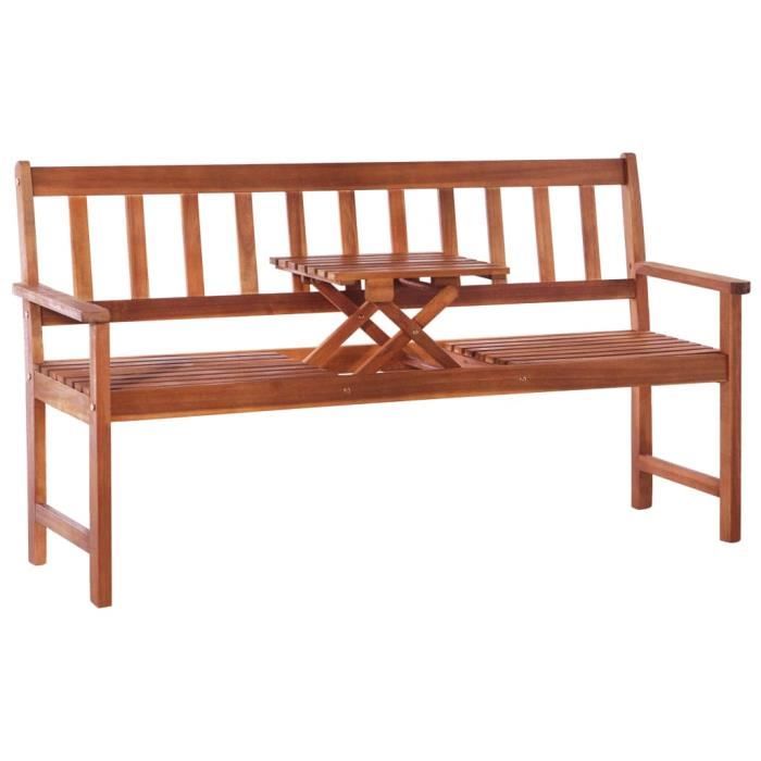 Banc De Jardin 3 Places Et Table 158 Cm Bois D Acacia Marron Zhu Achat Vente Banc D Exterieur Banc De Jardin 3 Places Et Cdiscount