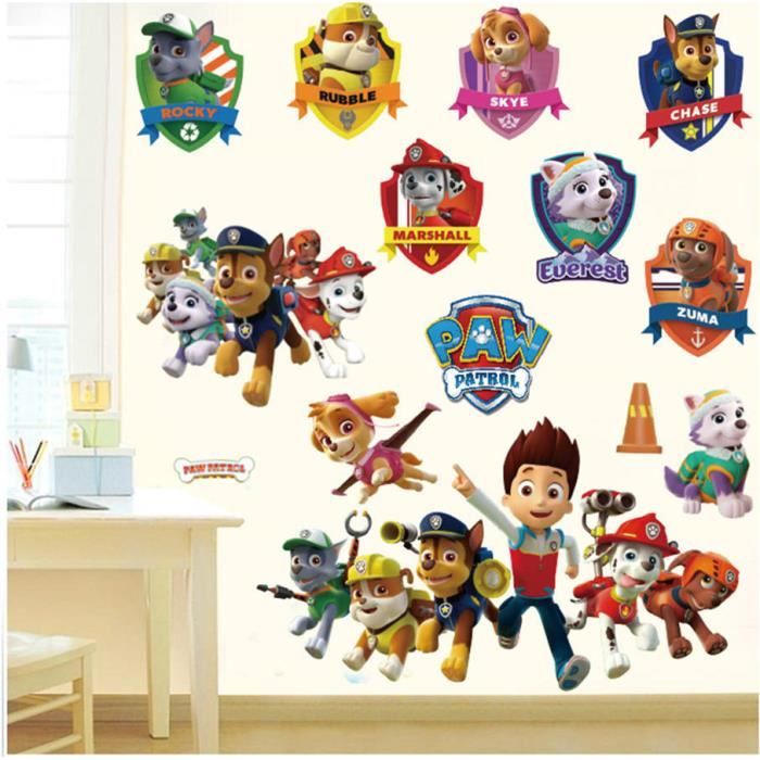 Pat Patrouille Diy Autocollant Muraux Paw Patrol Snow Slide Pour Enfants Chambres Decorations Pour Sticker Amination Affiche Wallpa Achat Vente Stickers Cdiscount