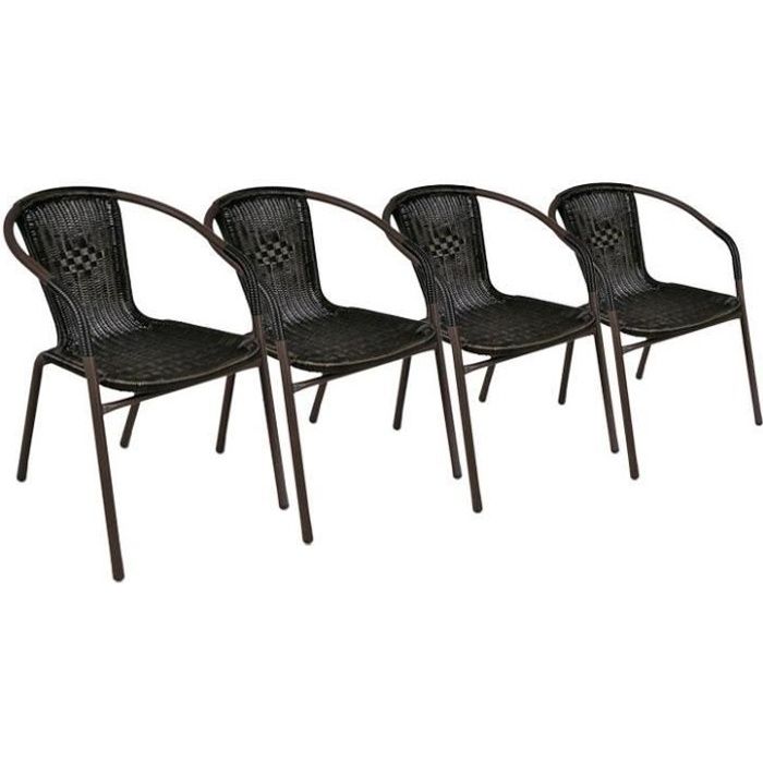 4 X Chaises Bistrot Poly Rotin Empilable Achat Vente Chaise Cdiscount