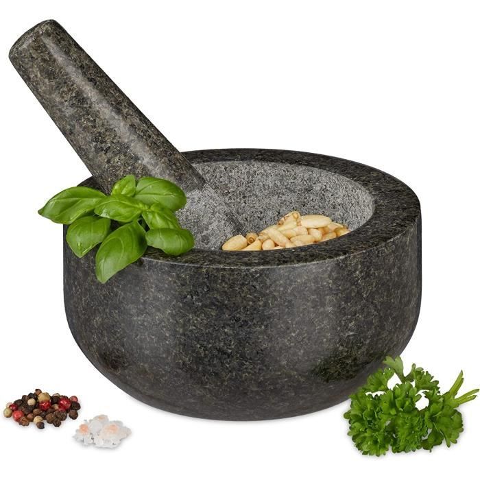 Point Virgule - Mortier et Pilon Granit Double Face Demi Poli - Les Secrets du Chef
