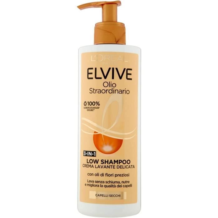 Elvive Low Shampoo, shampoing non moussant et sans sulfates, 400 ml