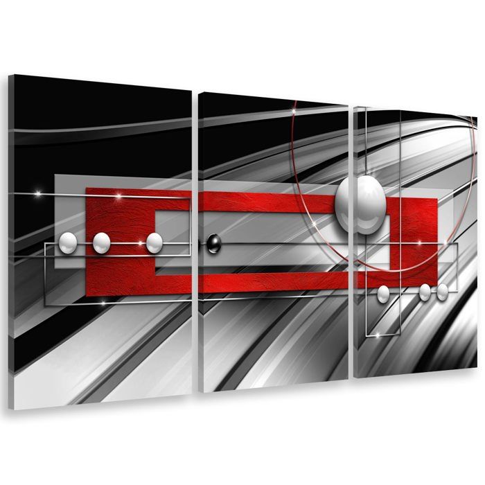 Hxa Deco Decoration Murale Decoration Chambre Art Mural Tableau Deco Tableau Triptyque Graphique Deco Rouge Graph 90x60 Cm Cdiscount Maison