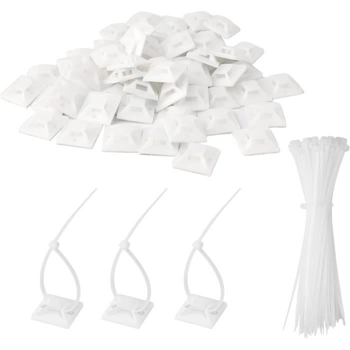 100 Attaches Câbles Auto-adhésives – 30 Grandes (15 Cm) Et 70 Petites (9 Cm) – Gestion Câbles Bureau, Maison - 5