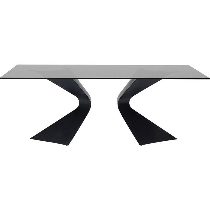 Table à manger - GLORIA - Verre trempé noir 200 cm - Contemporain - Design - 6 places