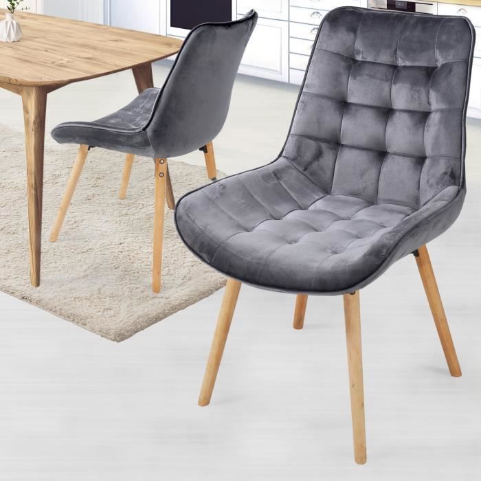 MIADOMODO® Chaise de Salle à Manger en Velours - Lot de 2, Gris Foncé