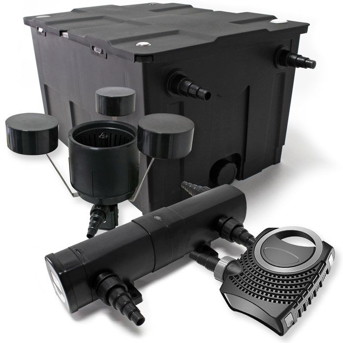 Wiltec Kit complet: CBF-550 Filtre de bassin jusquà 60000 L Biologique NEO10000 pompe de filtration 10000l/h 80W CUV-236 lampe uv