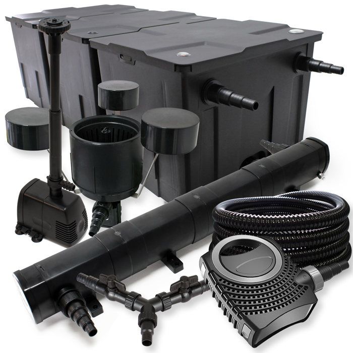 SunSun Kit complet: CBF-350C Filtre de bassin jusquà 90000 L NEO10000 pompe 10000l/h 80W CUV-272 lampe uv 72W 25m Tuyau 25mm CS