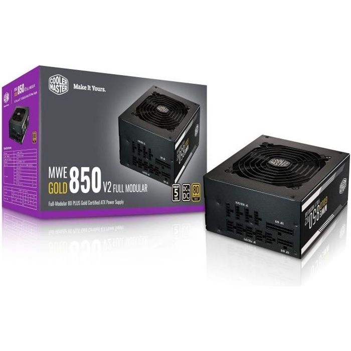 COOLER MASTER MWE Gold 850W FM V2 -Alimentation 850W 100% modulaire (Certifiée 80 Plus GOLD Garantie 5 ans) Câbles plats noir