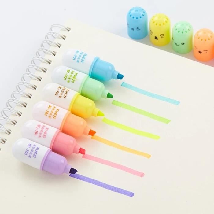 Lot De 6 Surligneurs Pieuvre En Silicone - Couleurs Pastel - Fournitures Scolaires Rigolotes