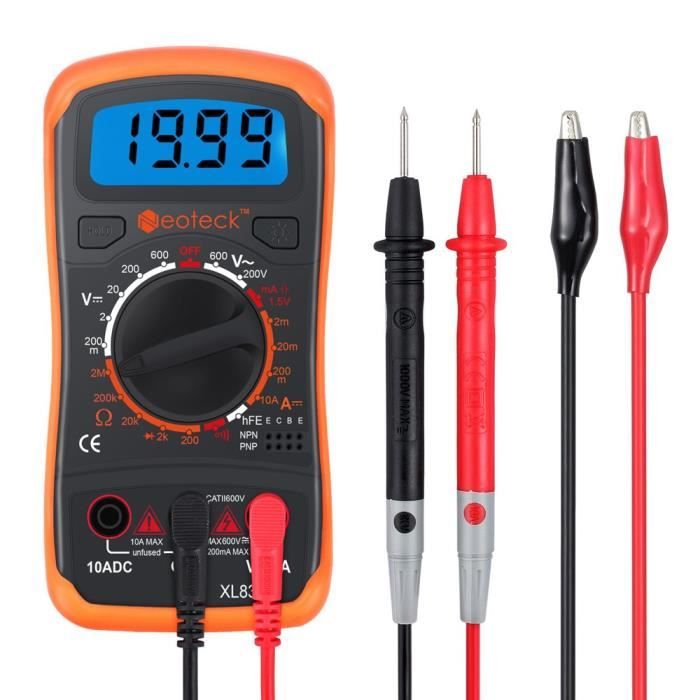Multimètre Numérique XL830L Testeur de Pile AC DC Buzzer Transistor NPN PNP Voltmètre