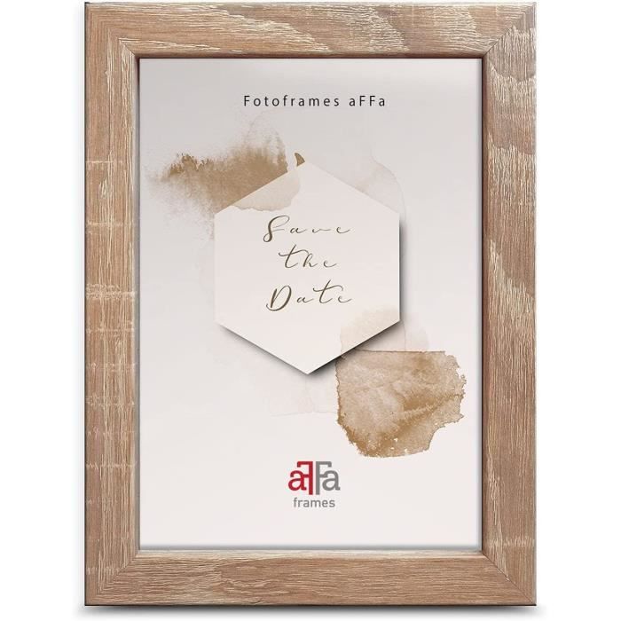aFFa frames, Hekla, Cadre photo MDF, facile à nettoyer, rectangle, avec façade en verre acrylique, chêne clair, 15 x 20 cm