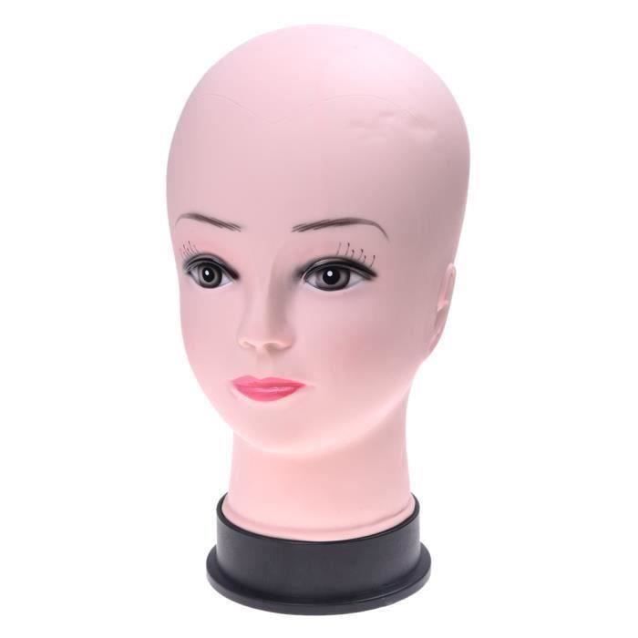 Tête De Mannequin Chauve Femme - PVC Couleur Peau - 44cm - Pour Perruques, Cosmétologie