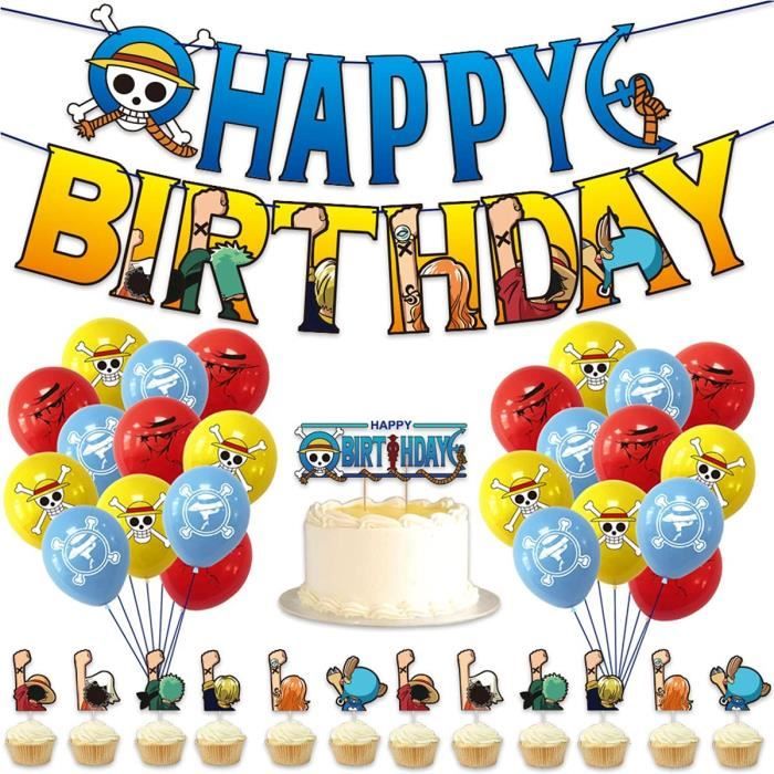 Ensemble De Ballons One Piece 38pcs Fournitures De Fete D Anniversaire One Piece Party Supplies Ballon En Latex Topper De Gateau Pat Cdiscount Maison