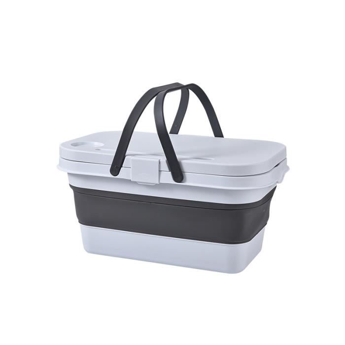 Panier Pliable Aktive 52986 Pour Camping - 8,5 Litres, Gris Et Blanc - Idéal Courses, Voiture Et Excursions