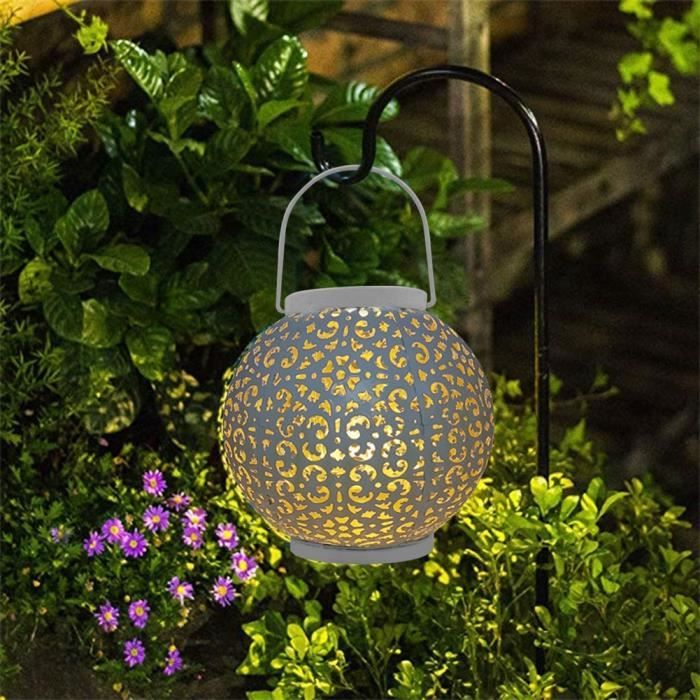 lanterne solaire led boule creuse - texture classique - éclairage créatif de jardin