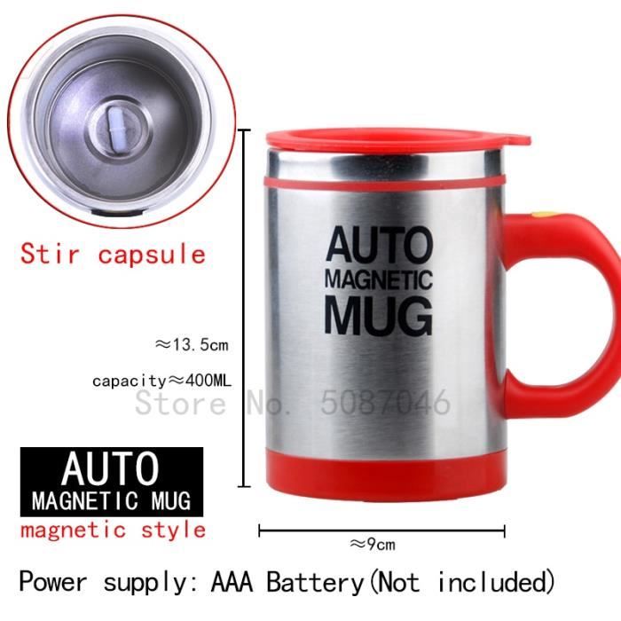 Boovnll Tasse à Café Auto-Mélangeante, 16oz En Acier Inoxydable Isolé Avec Agitation Magnétique Automatique, Rechargeable Par USB Double Paroi Pour Bureau, Maison Voyage Cacao, Lait, Tasse à Café