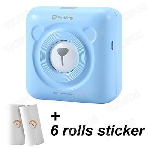 PeriPage Mini Imprimante Thermique Bluetooth - Sans Encre - Pour Photos, Étiquettes, Notes - Compatible Smartphone, IPad, PC - 6