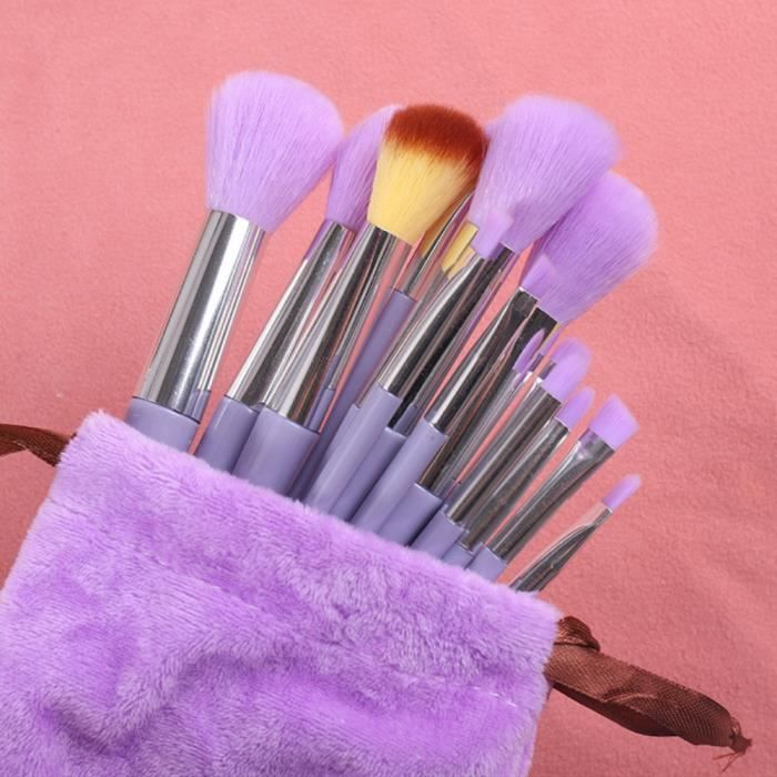 13PCSSac en tissu violet-Ensemble de pinceaux de maquillage doux et  moelleux pour femmes, fard à barrage, pin - Cdiscount Au quotidien