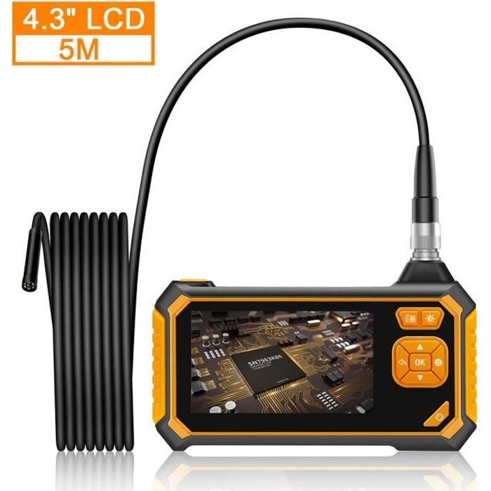 Endoscope Numérique HOvicative 4.3 Pouces - Caméra D'inspection HD 1080P - IP67 étanche - Câble 5m Semi-rigide