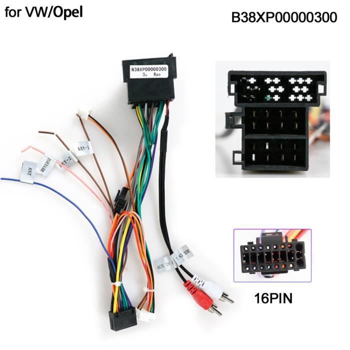 B38xp00000300 - Câble adaptateur autoradio ISO 16 broches, adaptateur quadlock pour VOLKSWAGEN VW FORD KIA TO