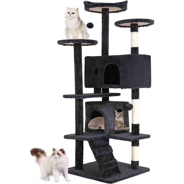 Comparer les prix de Arbre à Chat Hauteur 139 cm Tour de Jeux pour Chat avec 2 Niches 3 Plateformes 2 Boules en Sisal Arbre à Grimper Multi-Niveaux Idéal