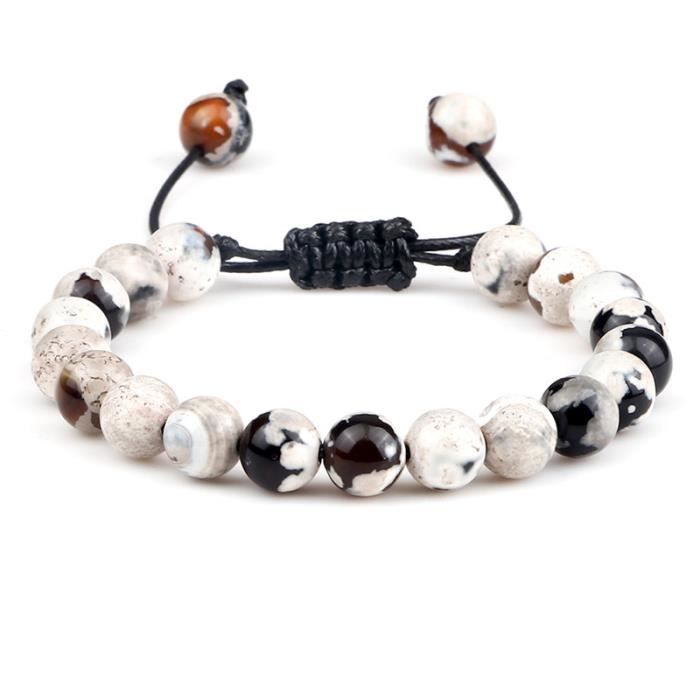 Bracelet Femme Pierre Naturelle Lithotherapie Fait Main De 8 Mm, Bracelets Élastique De Yoga En