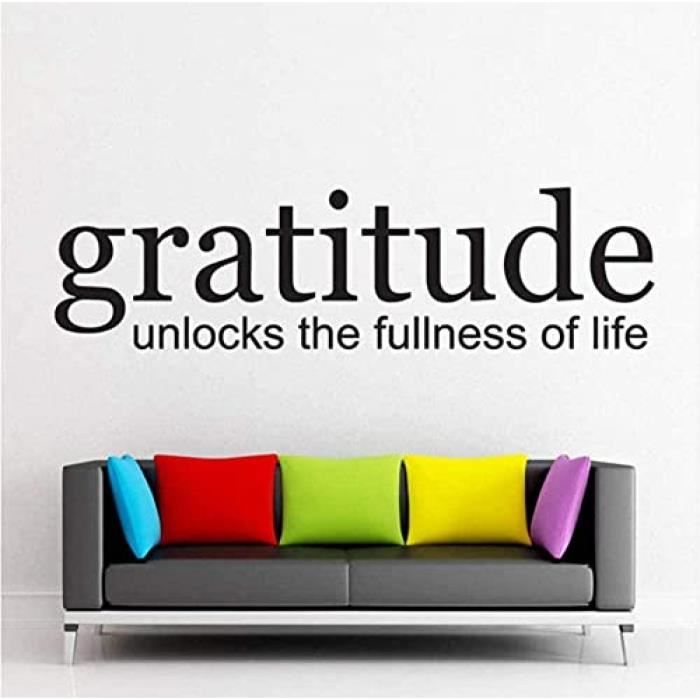 Wall Art Diy Noir Vinyle Stickers Muraux Citations Gratitude Deverrouille L Abondance De La Vie Stickers 56x15cm Cdiscount Maison