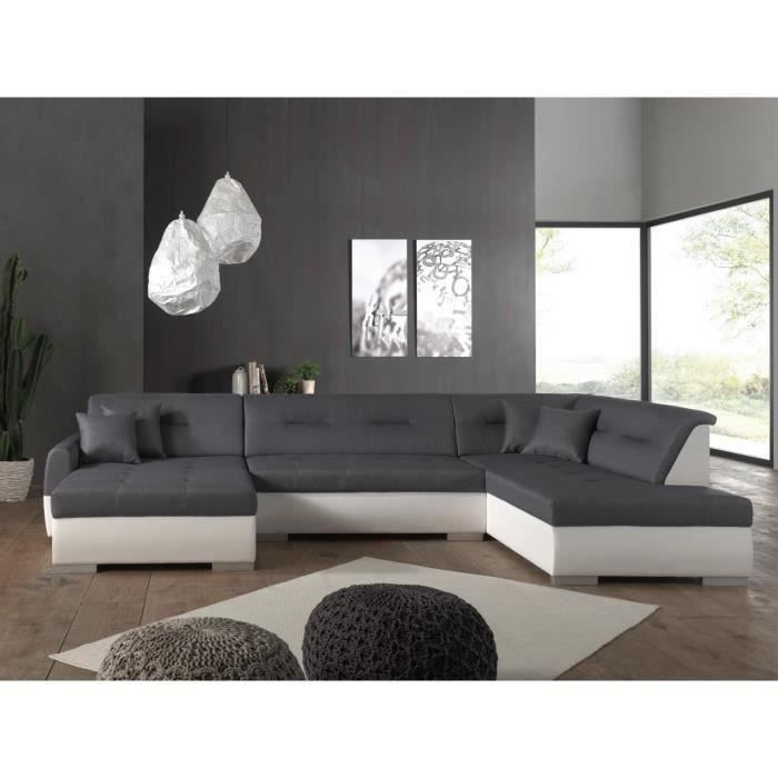 manhattan canape d angle panoramique 7 places style contemporain droit couleur blanc gris achat vente canape sofa divan cdiscount