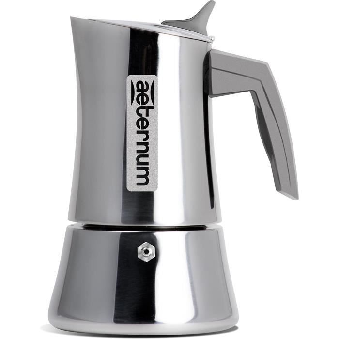 Bialetti Divina Aeternum Cafetiere 2 Tasses en Acier Inoxydable 18/10, Compatible Induction