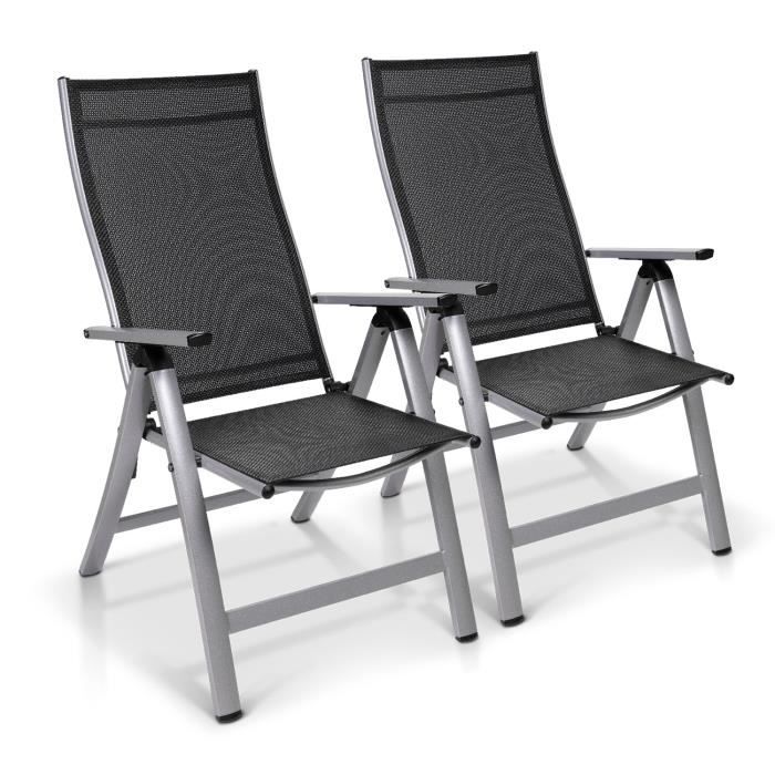 chaise de jardin pliante blumfeldt london - 6 positions - set de 2 - gris