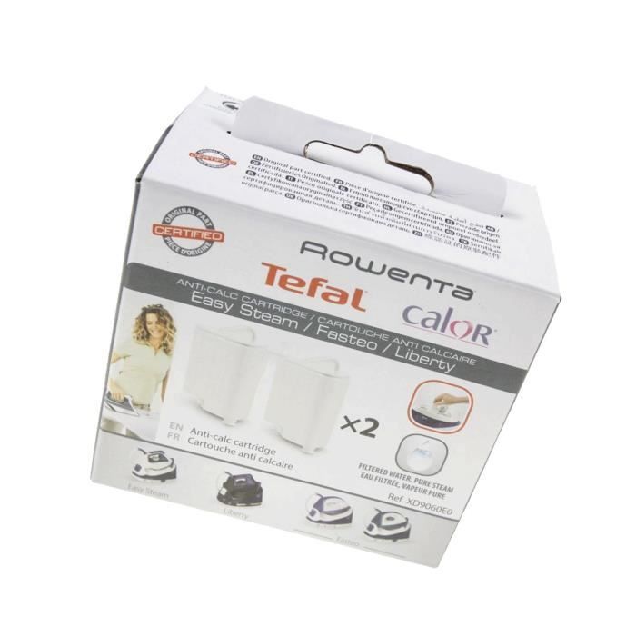 Cartouche anti calcaire - CALOR - ROWENTA - Lot de 2 - Réduit le tartre - Compatible centrales vapeur - Calor